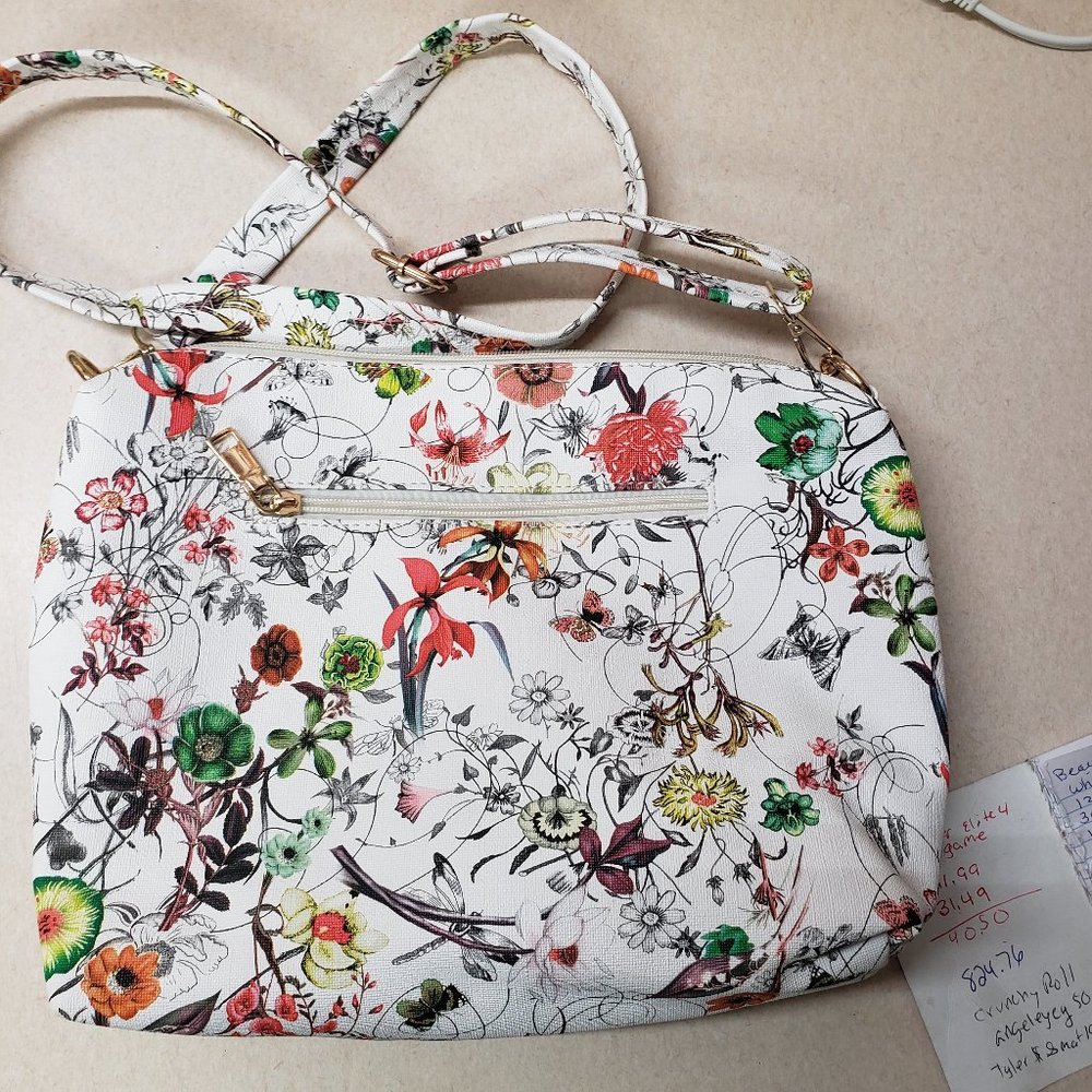 Beautiful White Floral Crossbody Purse